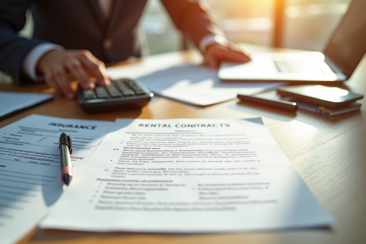 Piles de contrats de location et documents d