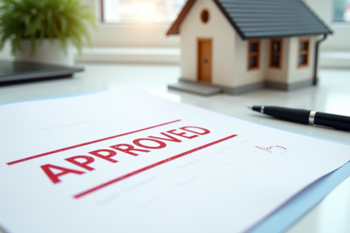 Dossier de prêt immobilier approuve avec maquette de maison