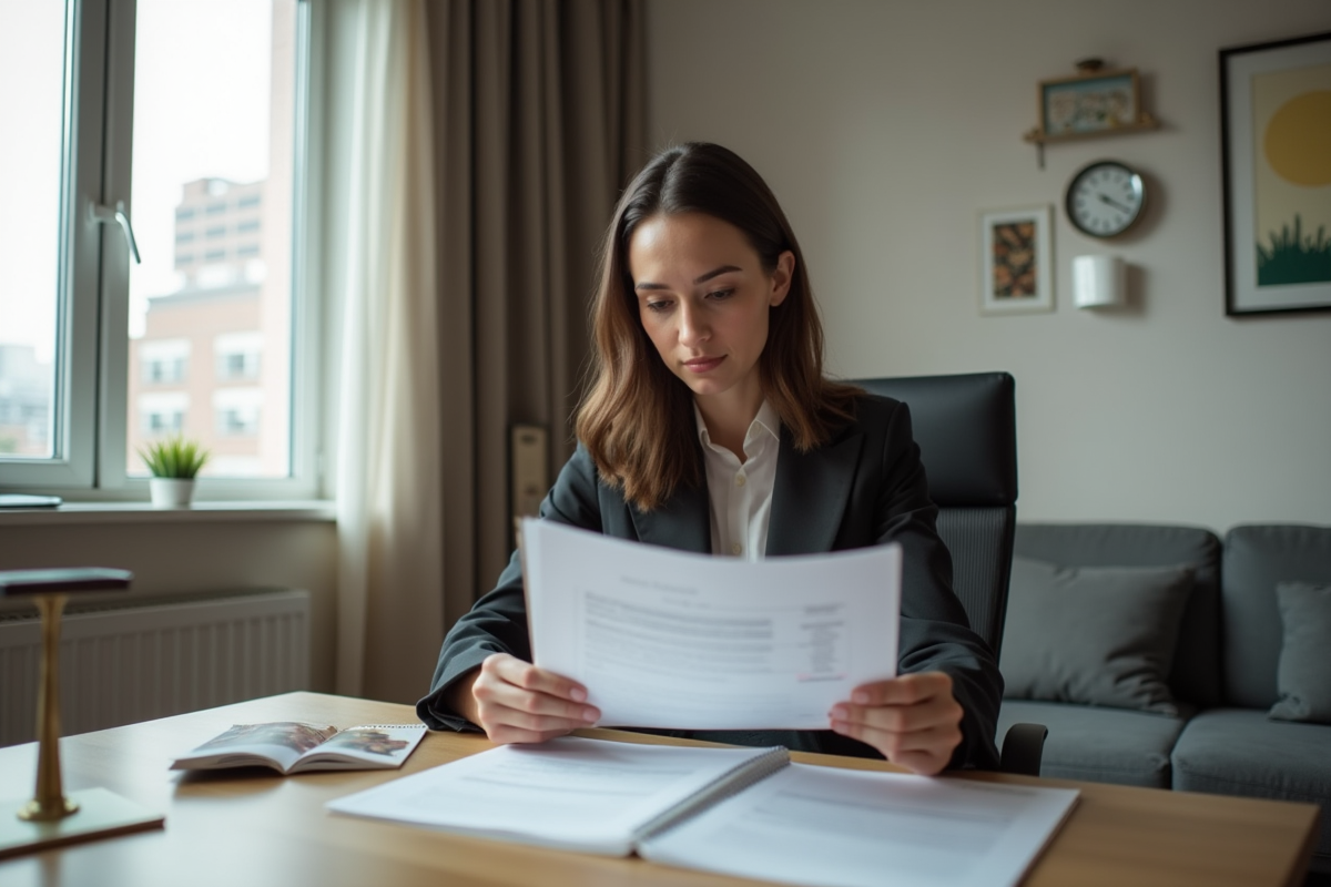 Femme d'affaires en réunion dans un appartement moderne