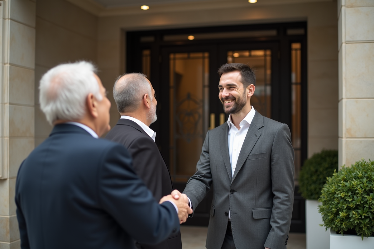 Homme en costume serrant la main d