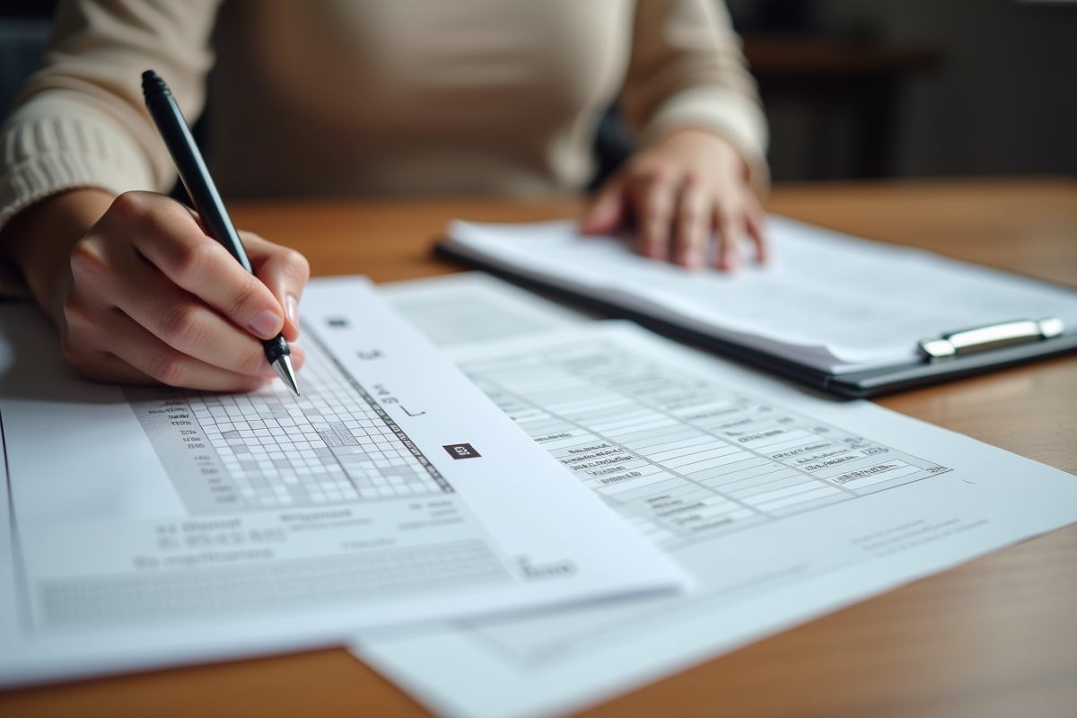 Mains remplissant des papiers officiels pour l aide sociale