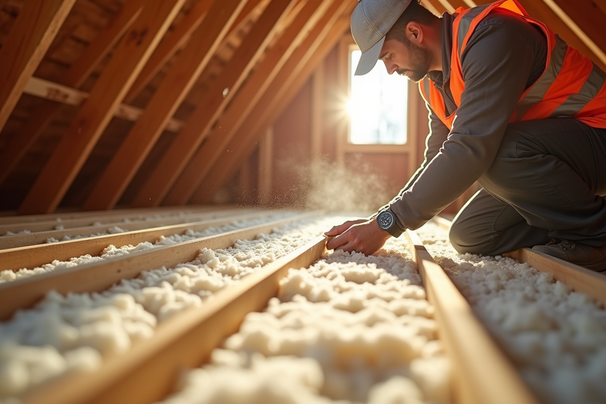 Installateur professionnel posant des panneaux d