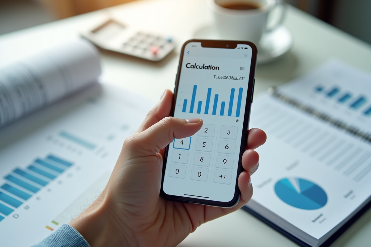 Main ajustant un simulateur de prêt sur smartphone