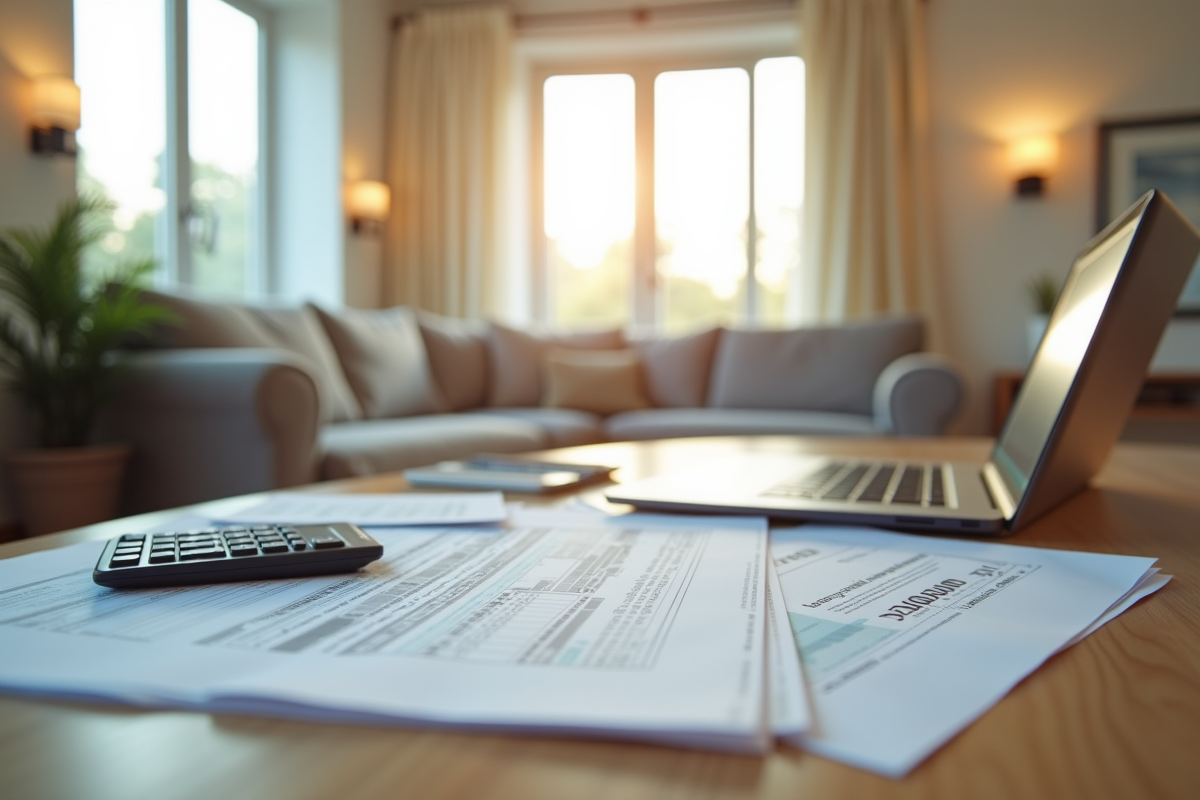 Salon lumineux dans une location vacances avec documents fiscaux