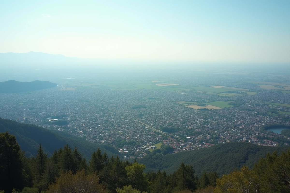 Vue panoramique de la périphérie urbaine vers la campagne