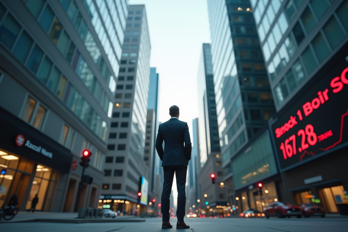 Homme d affaires dans le quartier financier de la ville
