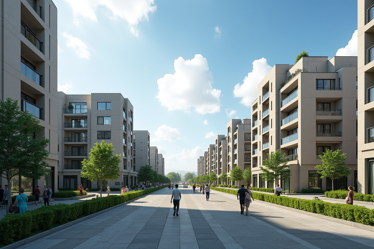 Vue panoramique sur des immeubles neufs et espaces verts